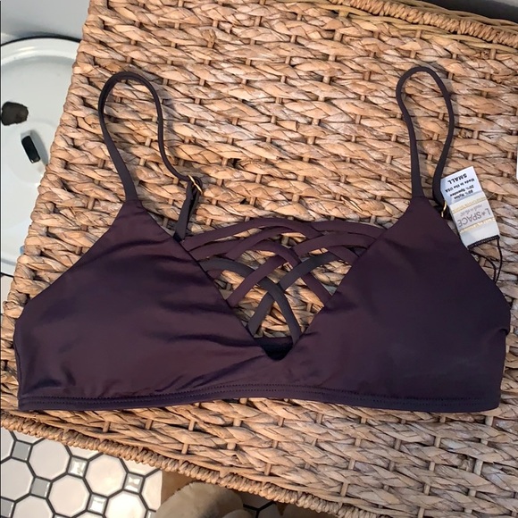NWT L*Space Jamie Bikini Top in Grey Charcoal - Picture 3 of 5